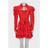 Red dress with floral print