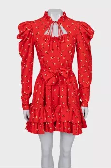 Red dress with floral print