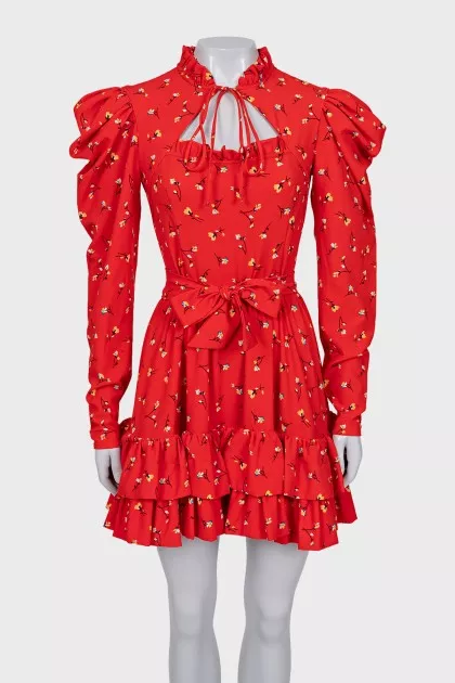Red dress with floral print
