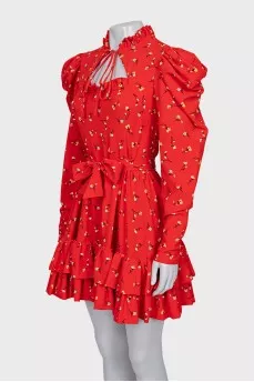Red dress with floral print