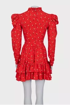Red dress with floral print