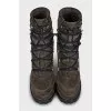 Green suede lace-up ankle boots