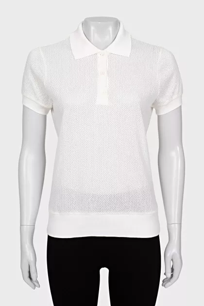 Semi-sheer polo shirt with buttons