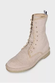 Short pile textile boots