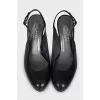 Black leather slingbacks