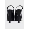 Black leather slingbacks