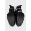 Black leather slingbacks