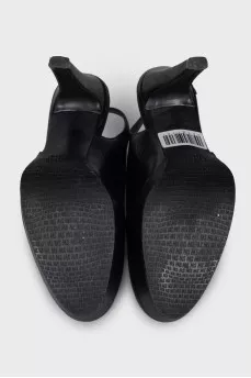 Black leather slingbacks