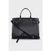 Black leather tote