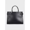 Black leather tote