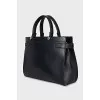 Black leather tote