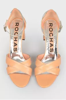 Sandals with a silver closed heel