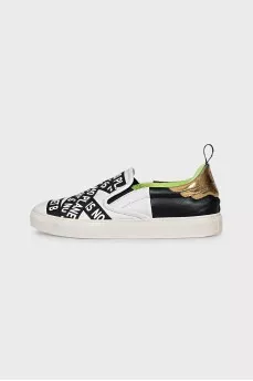 Men's Black and White Slip-Ons