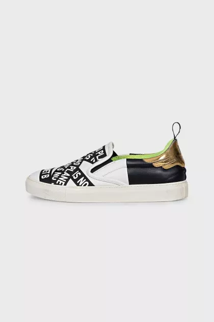Men's Black and White Slip-Ons