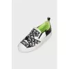 Men's Black and White Slip-Ons