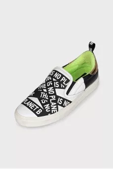 Men's Black and White Slip-Ons