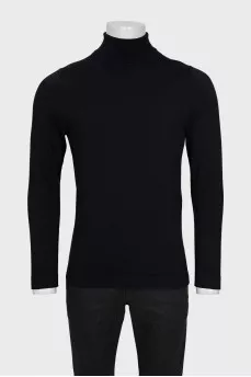 Men's black wool turtleneck