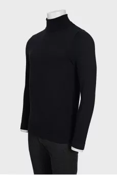 Men's black wool turtleneck