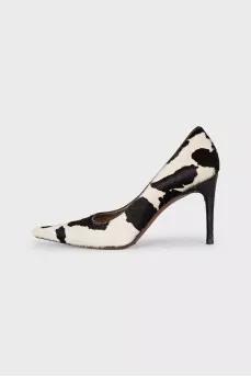 Animal print leather pumps