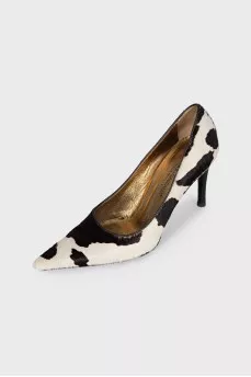 Animal print leather pumps