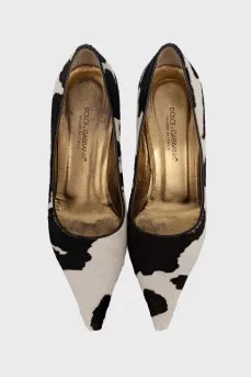 Animal print leather pumps