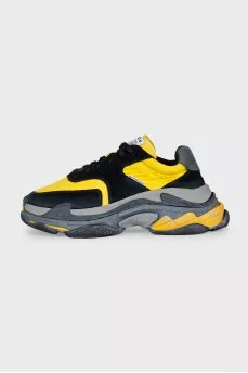 Men's black and yellow Triple S sneakers