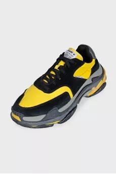Men's black and yellow Triple S sneakers