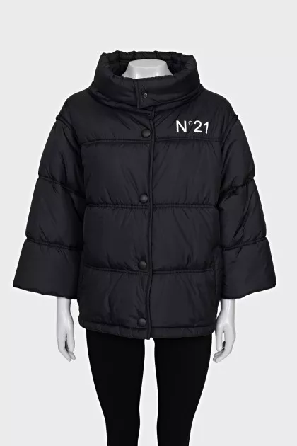 Black down jacket with detachable sleeves