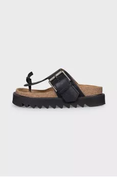 Leather sandals with high soles