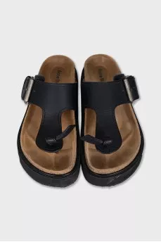 Leather sandals with high soles