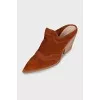 Suede pointed-toe clogs