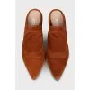 Suede pointed-toe clogs