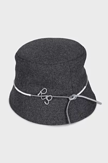 Gray panama hat decorated with a cord