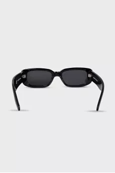 Black rectangular frame sunglasses