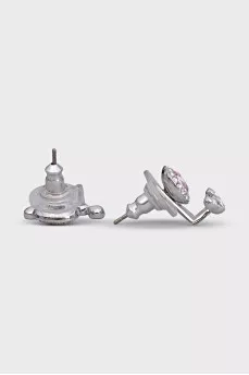 Серебристые серьги с розовыми кристаллами