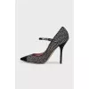 Black and white textile shoes