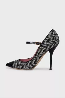 Black and white textile shoes