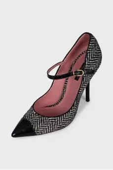 Black and white textile shoes