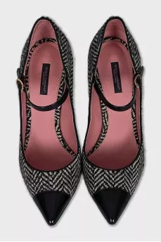 Black and white textile shoes