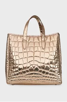 Embossed leather shopper