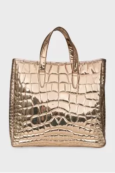 Embossed leather shopper