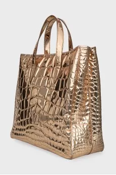 Embossed leather shopper