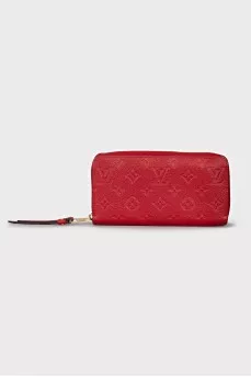 Red wallet with branded embossing