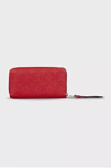 Red wallet with branded embossing