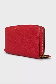 Red wallet with branded embossing
