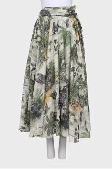 Full printed skirt with ties