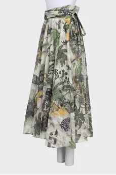 Full printed skirt with ties