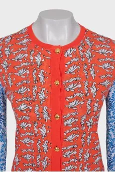 Set of a top and a cardigan with buttons