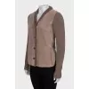 Leather and cashmere button-down cardigan