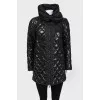 Black down jacket in a diamond stitch